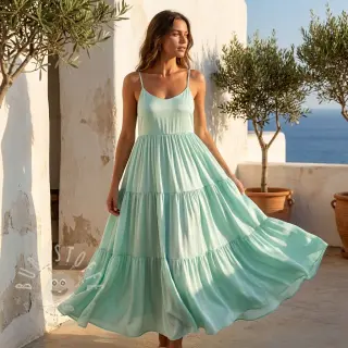 Viskosestoff leinen BUBBLY misty jade