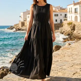 Viskosestoff leinen BUBBLY black