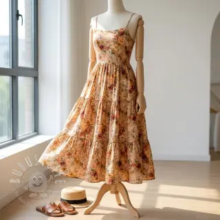 Viskosestoff RAYON POPLIN Flower sea design E