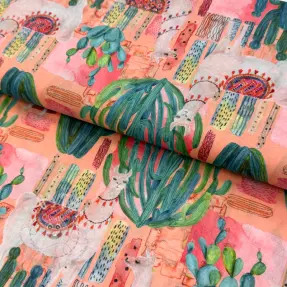 Baumwollstoff VOILE Llama digital print