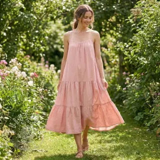 Viskosestoff leinen WASHED salmon