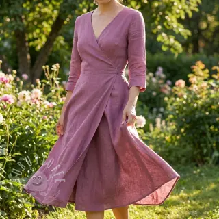 Viskosestoff leinen WASHED mauve