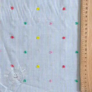 Baumwollstoff DOBBY Stripe and dotty blue