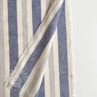Leinenstoff YARN DYED BIG Stripe blue