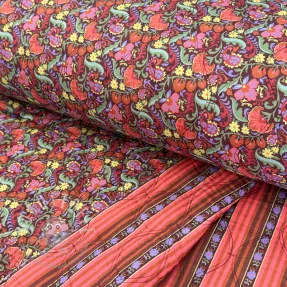 Baumwollstoff VOILE STEPPED Paisley flowers brown digital print
