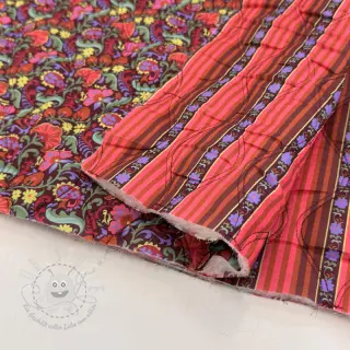 Baumwollstoff VOILE STEPPED Paisley flowers brown digital print