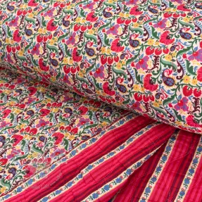 Baumwollstoff VOILE STEPPED Paisley flowers white digital print
