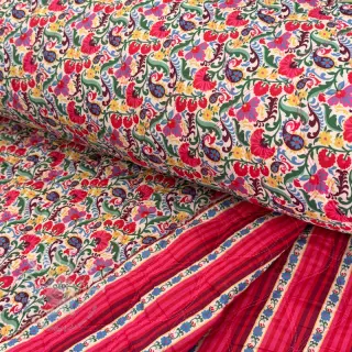 Baumwollstoff VOILE STEPPED Paisley flowers white digital print