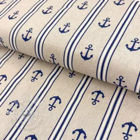 Dekostoff Linenlook Stripe Maritime