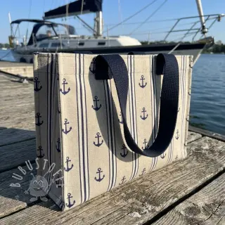 Dekostoff Linenlook Stripe Maritime