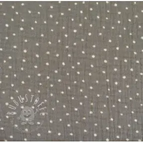 Double gauze/musselin Dots grey/white