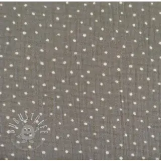 Double gauze/musselin Dots grey/white