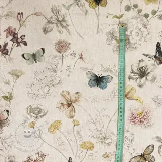 Dekostoff Linenlook Butterfly dreamy flower digital print