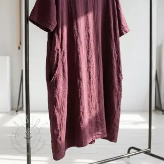 Leinenstoff gewaschen STONEWASHED PREMIUM bordeaux