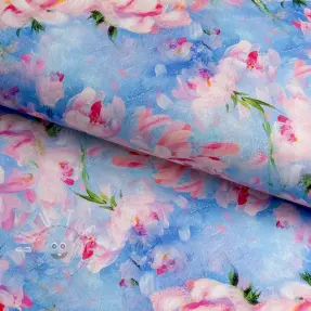 Baumwollstoff SATIN STRETCH Peony roses