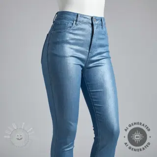 JEANS DENIM 8,5 OZ STRETCH WASHED metallic aqua silver