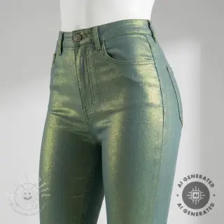 JEANS DENIM 8,5 OZ STRETCH WASHED metallic green
