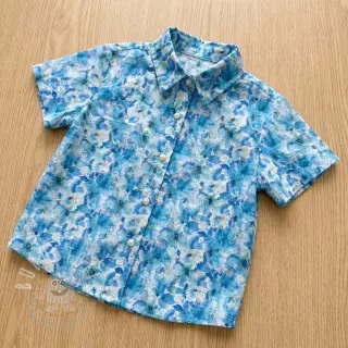 Baumwollstoff EMBROIDERY Viola blue digital print