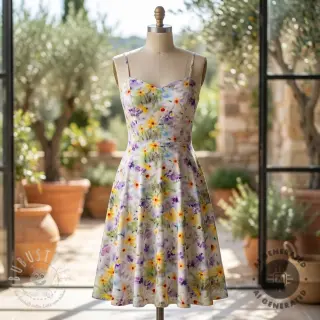 Baumwollstoff SATIN STRETCH Corn flowers