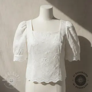 Baumwollstoff EMBROIDERY Catchy Flowy white