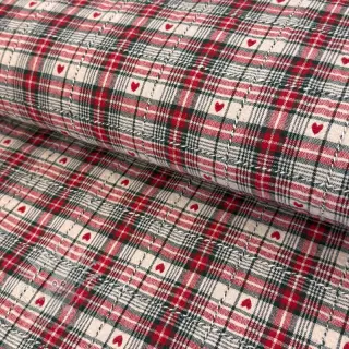 Dekostoff jacquard Villars ecru rouge