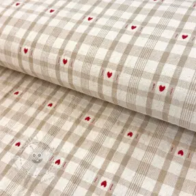 Dekostoff jacquard Ollon ficelle rouge
