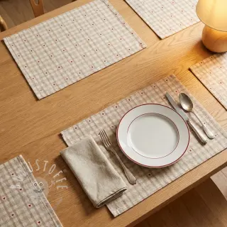 Dekostoff jacquard Ollon ficelle rouge