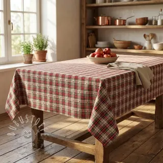 Dekostoff jacquard Villars ecru rouge