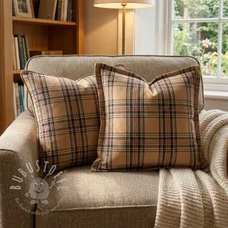 Dekostoff Ecossais beige coffee