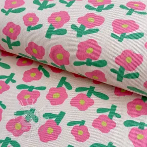 Jersey RIB JENNIFER BOURON Flowers natural pink ORGANIC