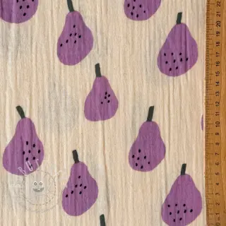 Double gauze/musselin Pears lavender by JENNIFER BOURON ORGANIC