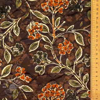 Samt VELVET QUILT Flowers leaves dark brown