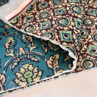 Samt VELVET QUILT Flowers abstract petrol