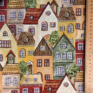Dekostoff premium Rustic village house digital print