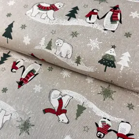 Dekostoff Linenlook Little penguin red