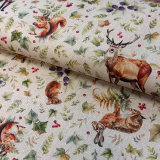 Dekostoff Linenlook Animal forest dream digital print