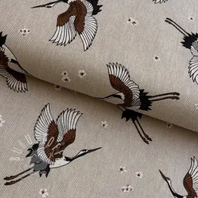 Dekostoff Linenlook Crane blossom sky
