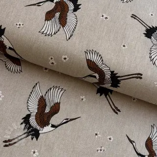 Dekostoff Linenlook Crane blossom sky