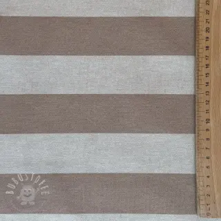 Dekostoff Linenlook Joyful basic stripe taupe