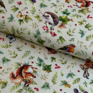 Dekostoff premium Animal forest dream beige digital print