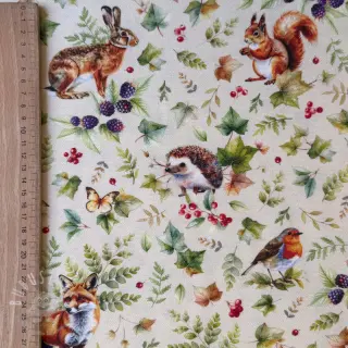 Dekostoff premium Animal forest dream beige digital print