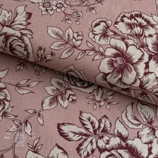 Dekostoff Linenlook Elegant rose bloom wine