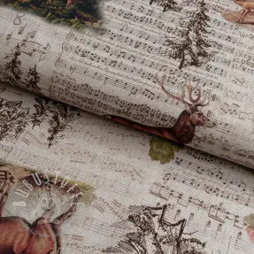 Dekostoff Linenlook Forest deer song digital print