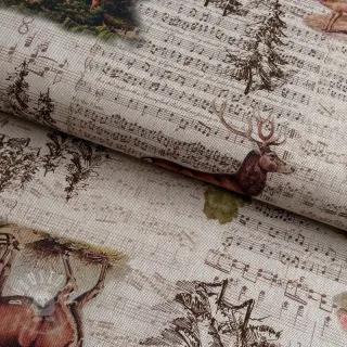 Dekostoff Linenlook Forest deer song digital print