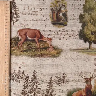 Dekostoff Linenlook Forest deer song digital print