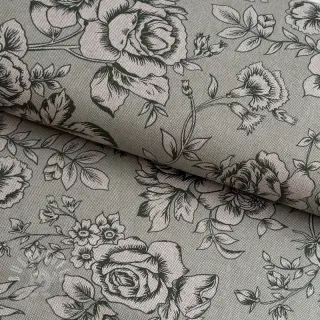 Dekostoff Linenlook Elegant rose bloom army