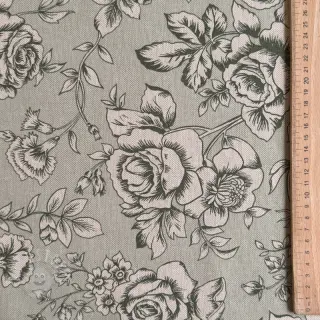 Dekostoff Linenlook Elegant rose bloom army