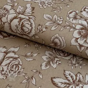 Dekostoff Linenlook Elegant rose bloom yellow
