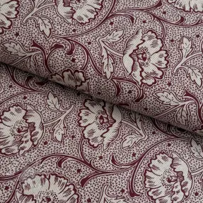 Dekostoff Linenlook Bloomy art craft wine