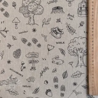 Dekostoff Linenlook Wander woods doodle